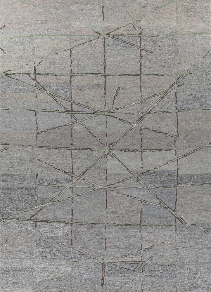 blue blue wool and viscose hand tufted Rug