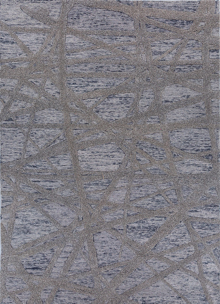 grey and black grey and black wool and viscose hand tufted Rug