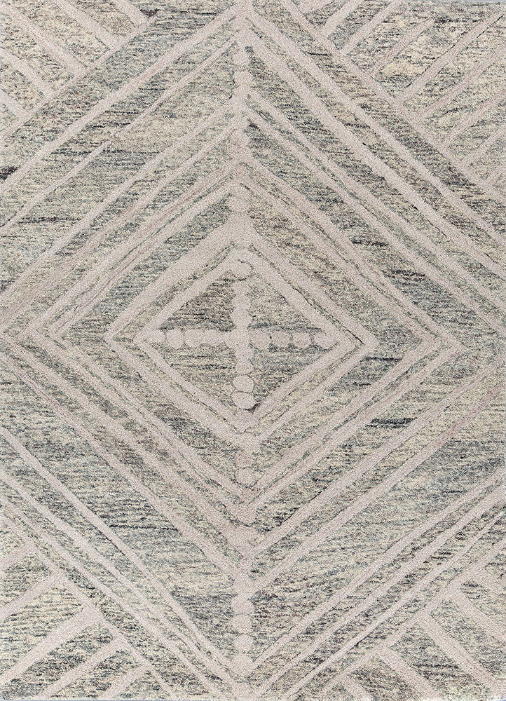  blue wool and viscose hand tufted Rug