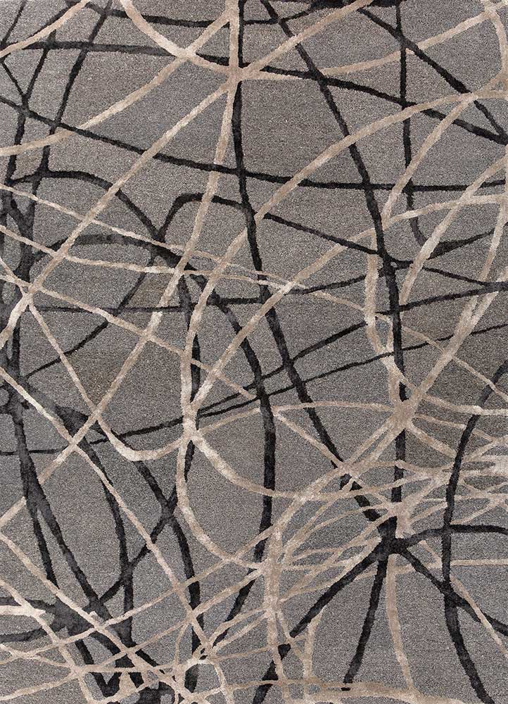 grey and black grey and black wool and viscose hand tufted Rug
