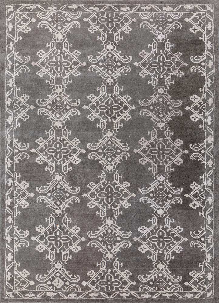 imara grey and black wool and viscose hand tufted Rug - HeadShot
