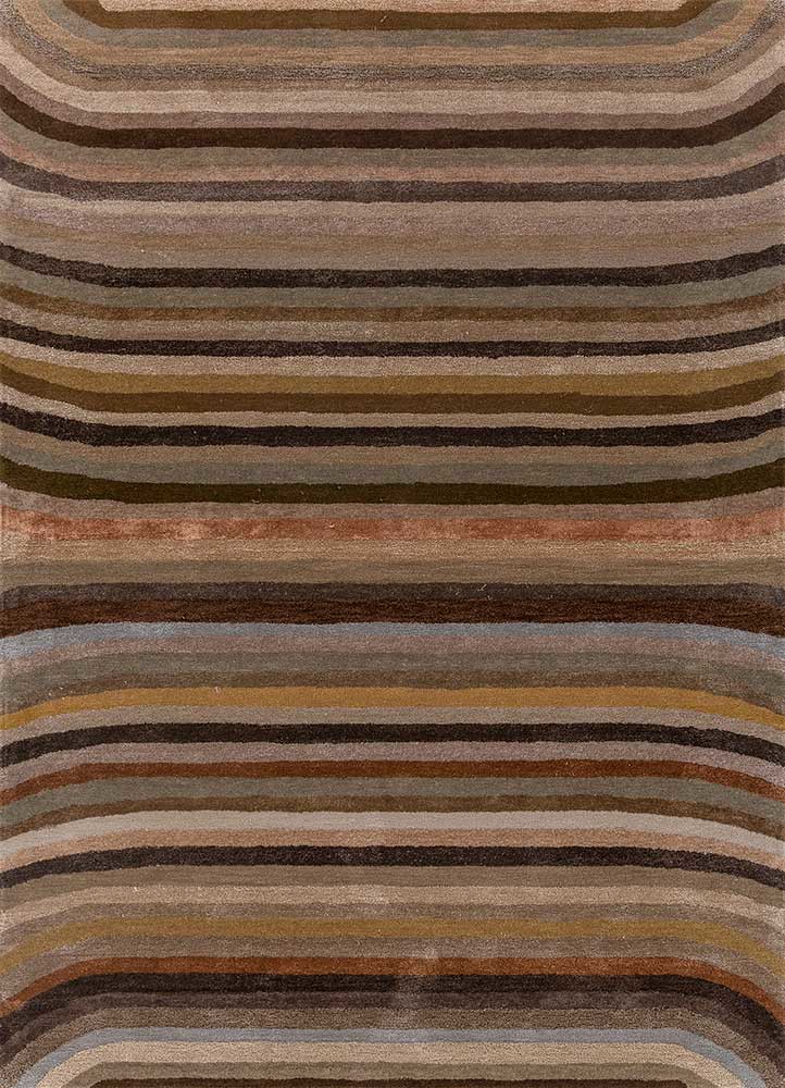 acar beige and brown wool and viscose hand tufted Rug - HeadShot
