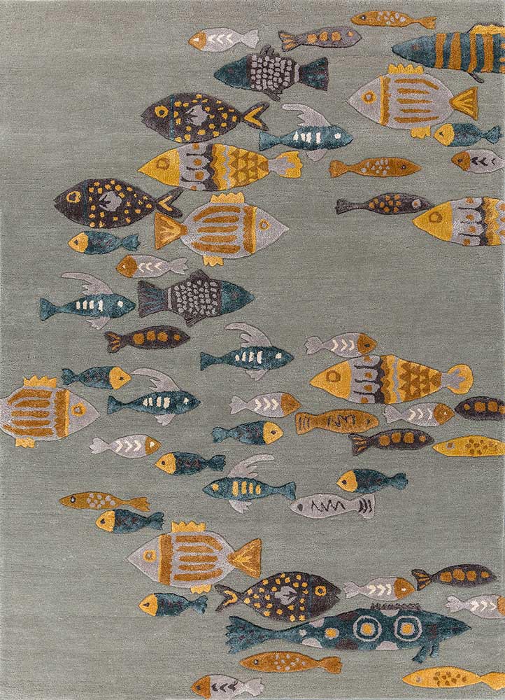 confetti blue wool and viscose hand tufted Rug - HeadShot confetti blue wool and viscose hand tufted Rug - HeadShot