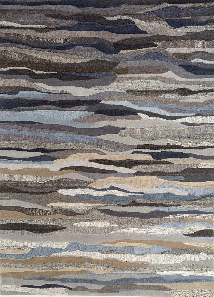 acar grey and black wool hand tufted Rug - HeadShot