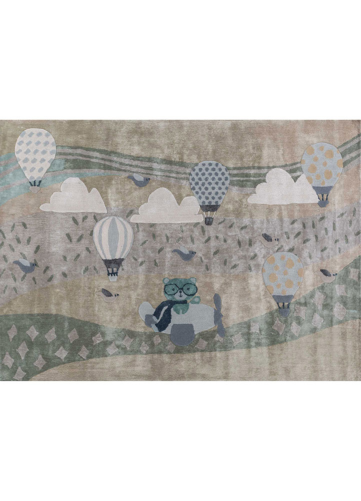 confetti green wool and viscose hand tufted Rug - HeadShot confetti green wool and viscose hand tufted Rug - HeadShot