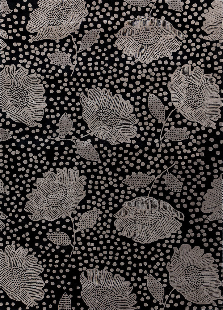 grey and black grey and black wool and viscose hand tufted Rug