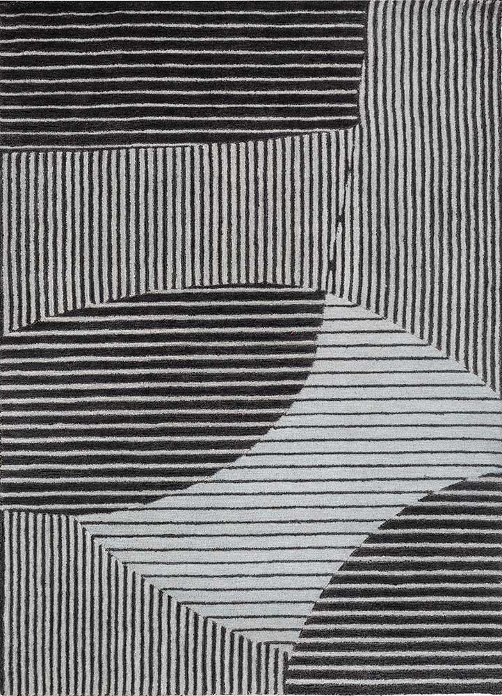 contour grey and black wool and viscose hand tufted Rug - HeadShot