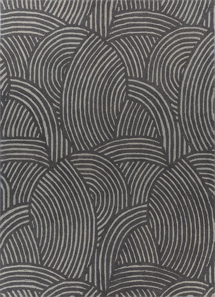 grey and black grey and black wool and viscose hand tufted Rug