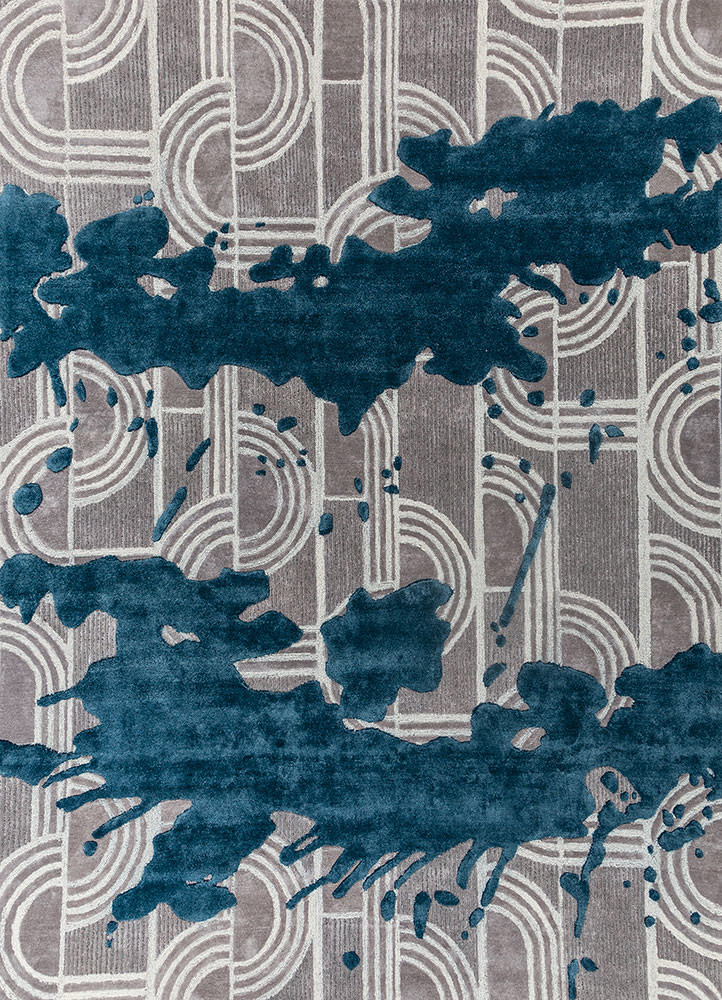 adrift blue wool and viscose hand tufted Rug - HeadShot adrift blue wool and viscose hand tufted Rug - HeadShot