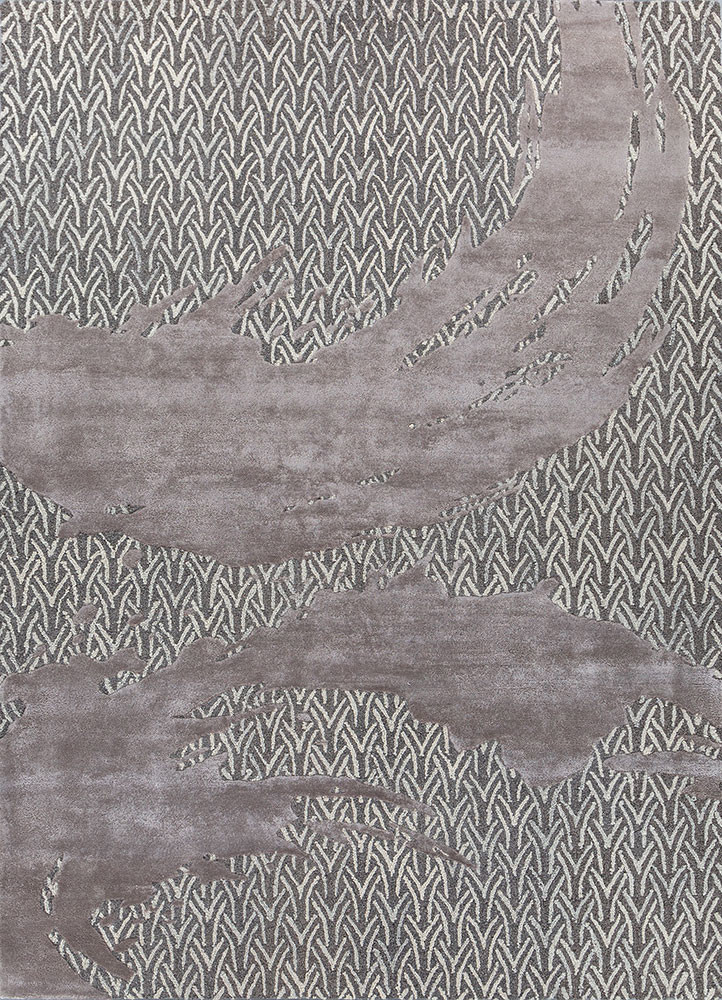 grey and black grey and black wool and viscose hand tufted Rug