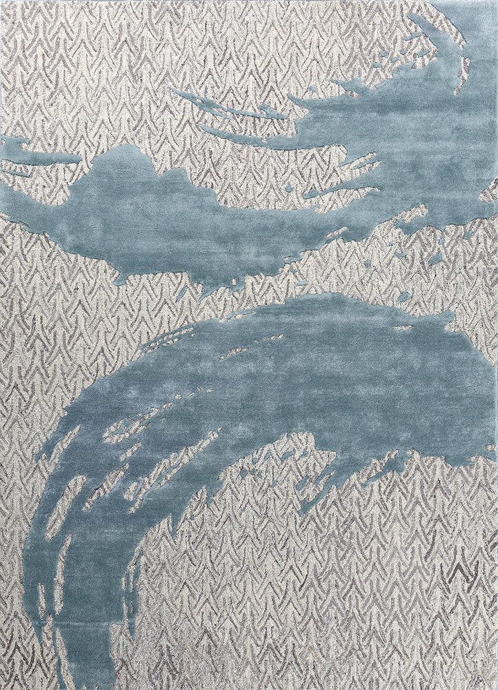 pathways blue wool and viscose hand tufted Rug - HeadShot pathways blue wool and viscose hand tufted Rug - HeadShot