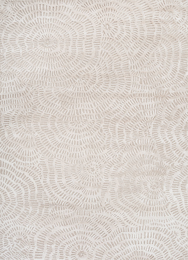  ivory wool and viscose hand tufted Rug