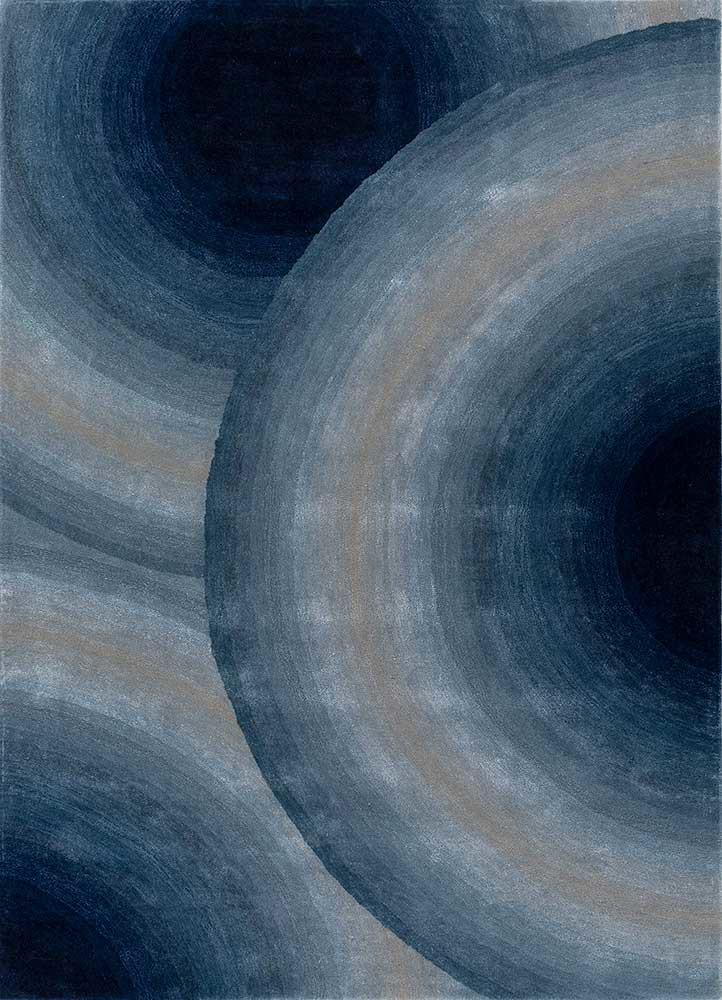  blue wool and viscose hand tufted Rug