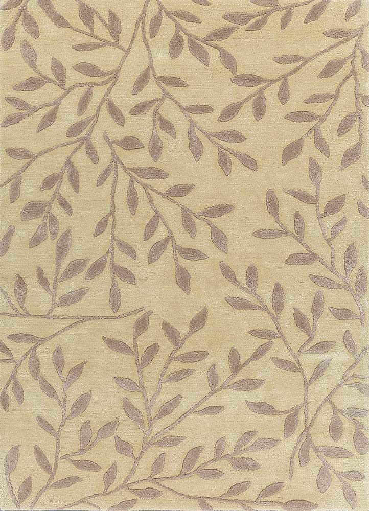  gold wool and viscose hand tufted Rug