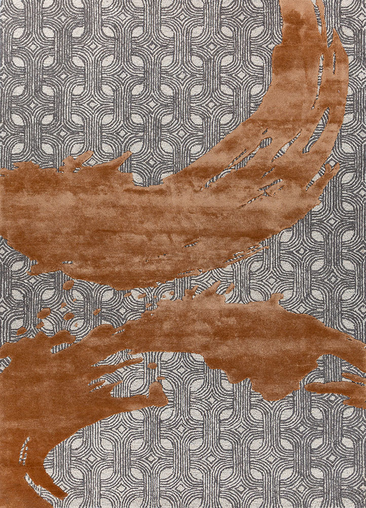 pathways red and orange wool and viscose hand tufted Rug - HeadShot pathways red and orange wool and viscose hand tufted Rug - HeadShot