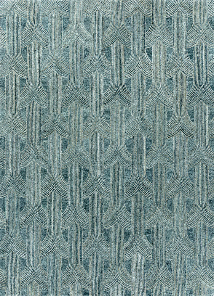 pathways blue wool and viscose hand tufted Rug - HeadShot pathways blue wool and viscose hand tufted Rug - HeadShot