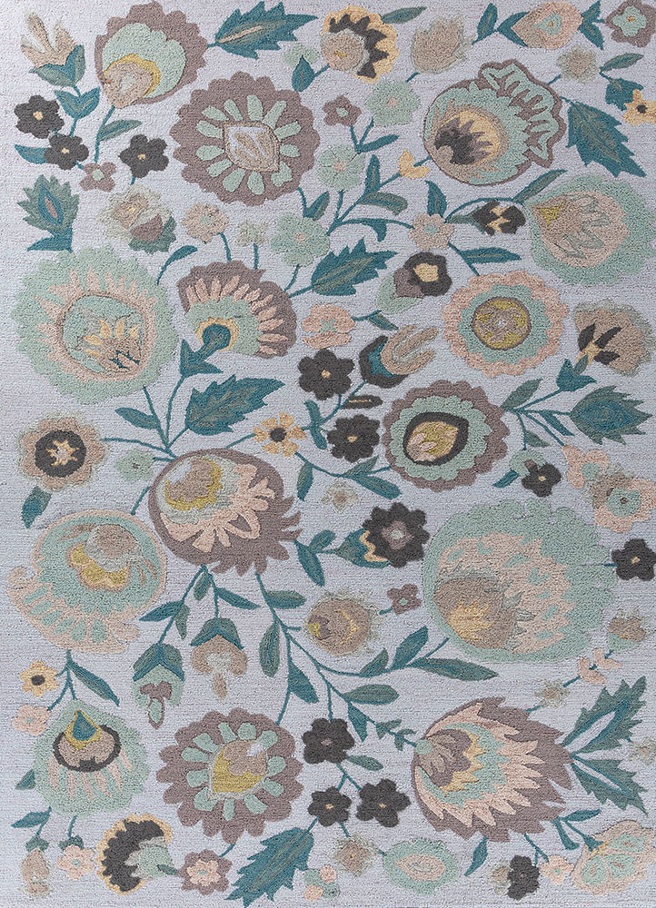 blue blue polyester hand tufted Rug