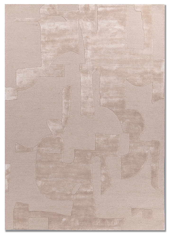  ivory wool and viscose hand tufted Rug