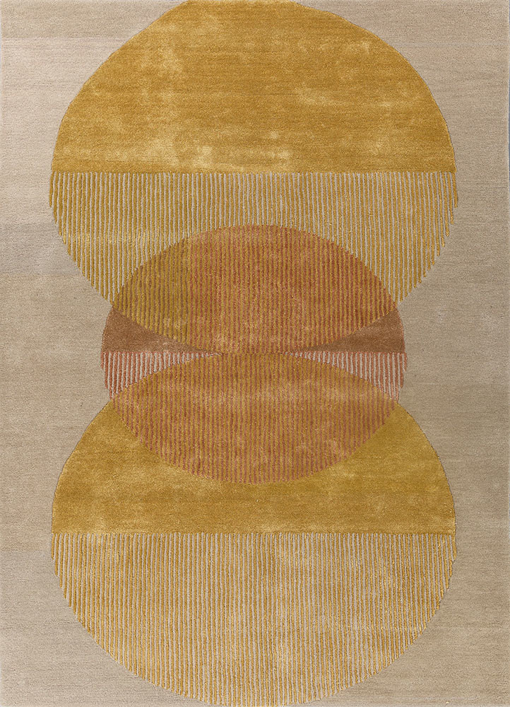 come around gold wool and viscose hand tufted Rug - HeadShot