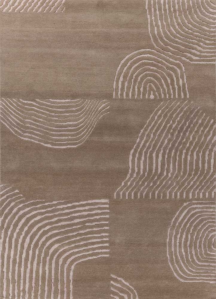 aprezo beige and brown wool and viscose hand tufted Rug - HeadShot aprezo beige and brown wool and viscose hand tufted Rug - HeadShot