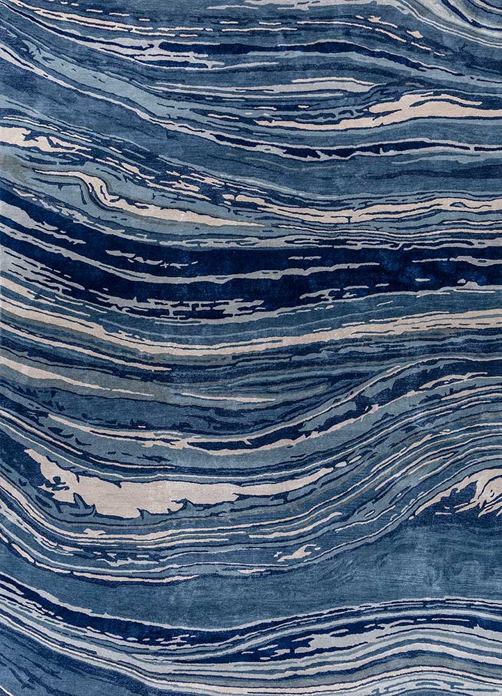 genesis blue wool and viscose hand tufted Rug - HeadShot