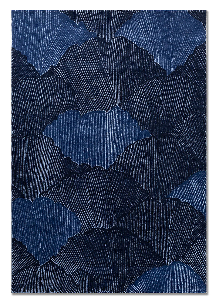 blue blue wool and viscose hand tufted Rug