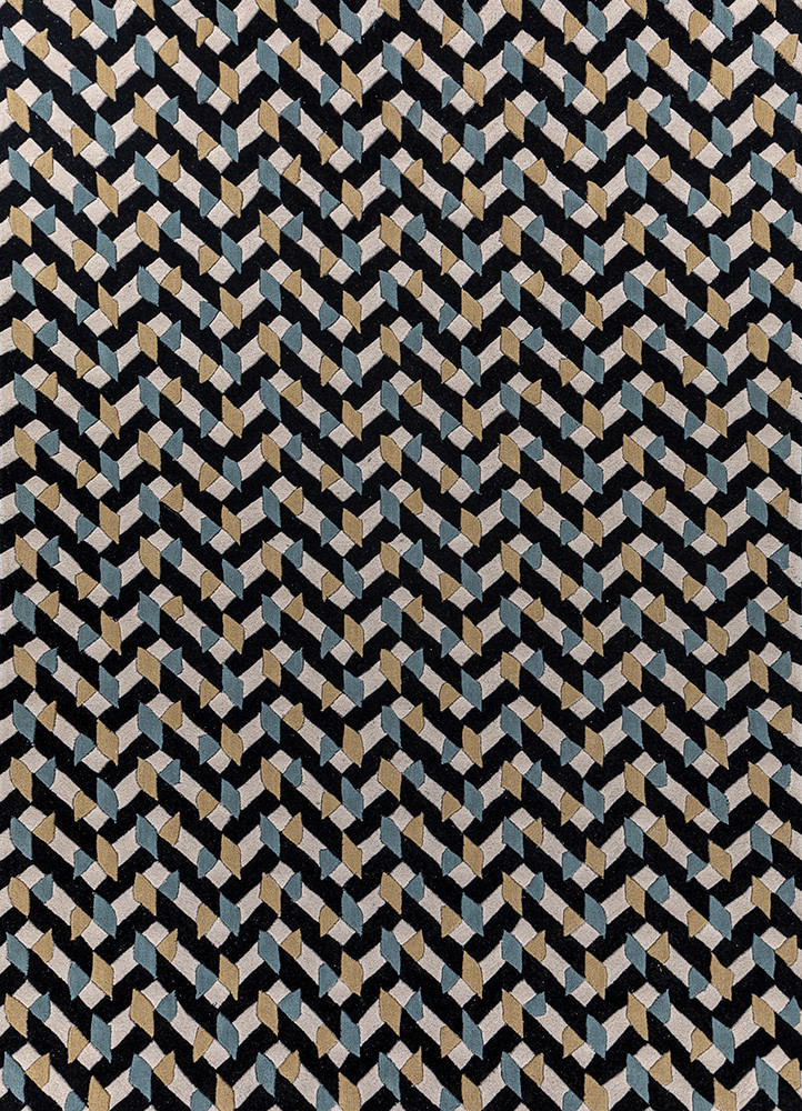 adrift grey and black wool hand tufted Rug