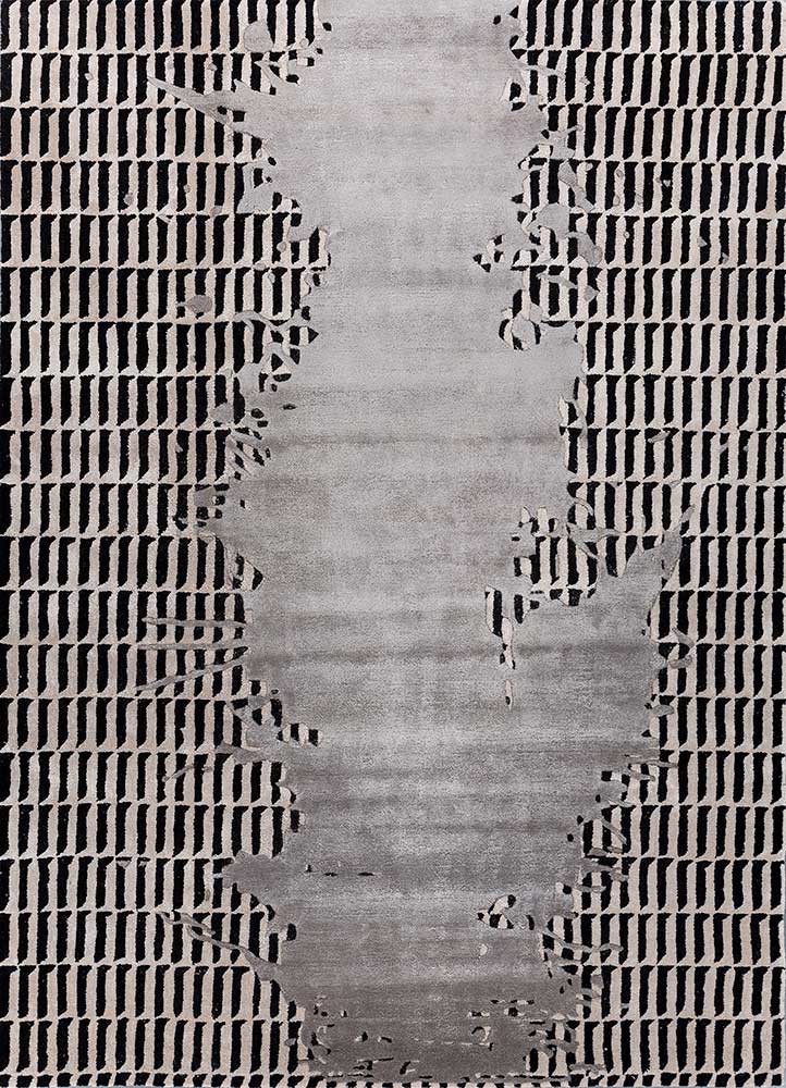 adrift grey and black wool and viscose hand tufted Rug - HeadShot adrift grey and black wool and viscose hand tufted Rug - HeadShot