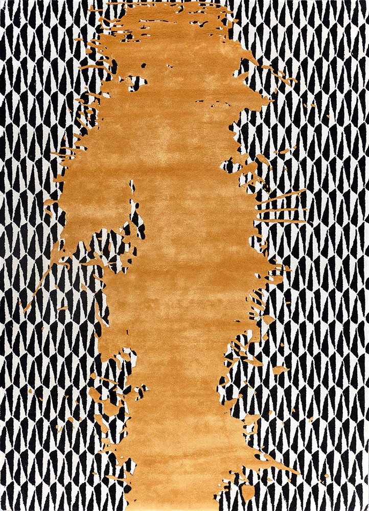 gold gold wool and viscose hand tufted Rug