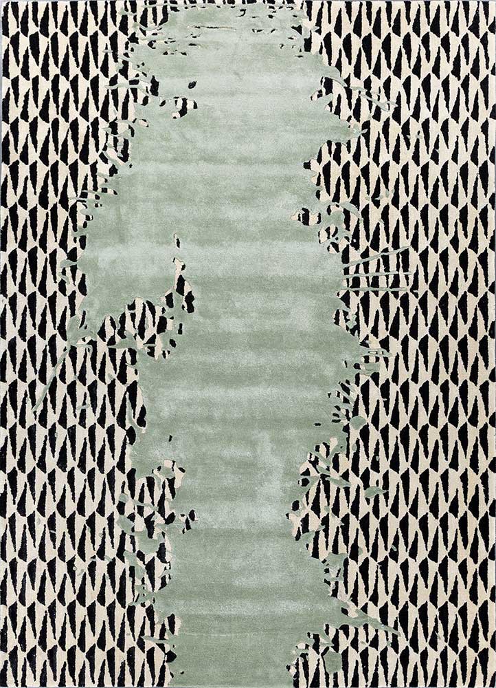  blue wool and viscose hand tufted Rug