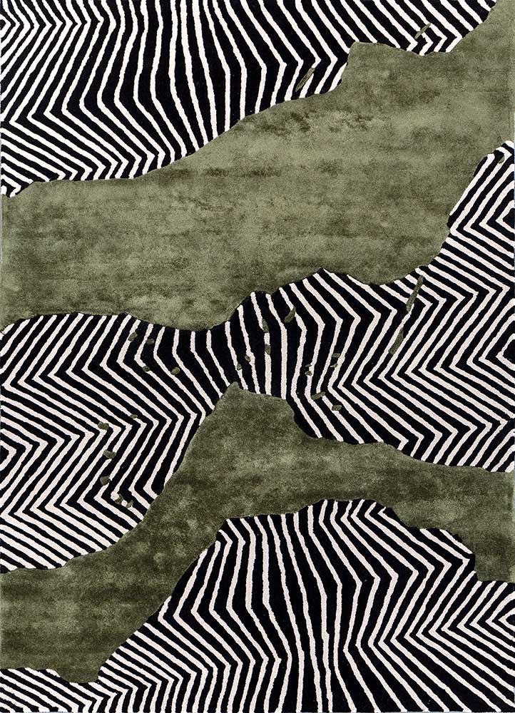 Adrift Grey & Black Hand Tufted Wool & Viscose Rugs - Tra-15223