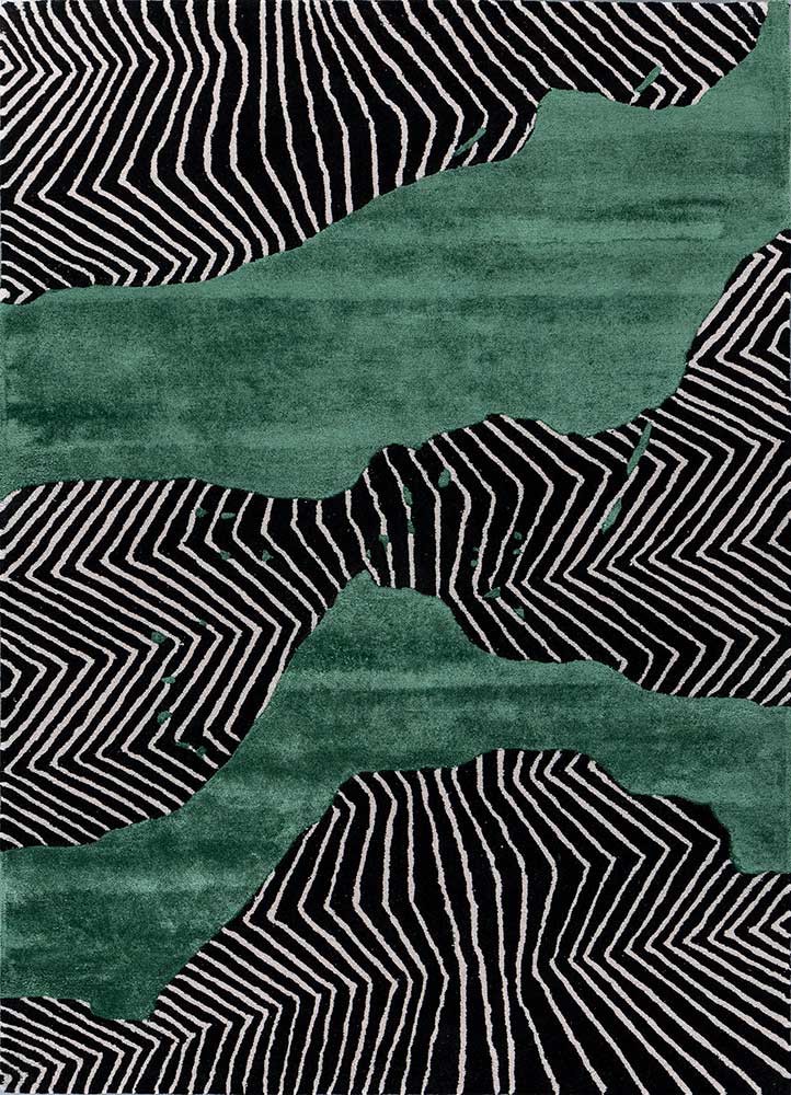 adrift grey and black wool and viscose hand tufted Rug