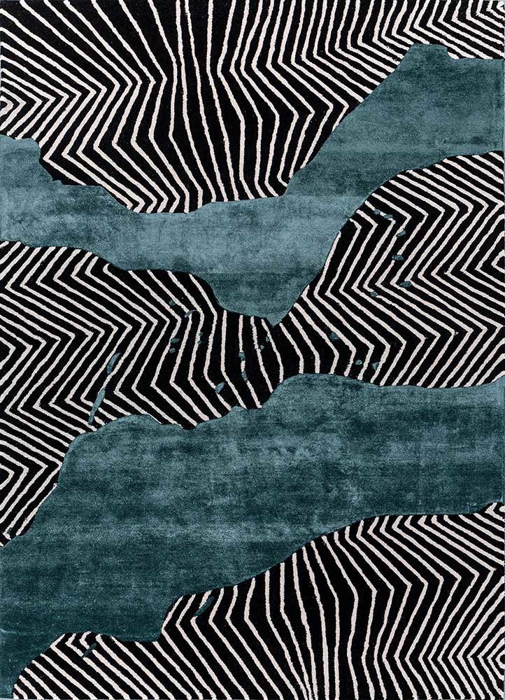  grey and black wool and viscose hand tufted Rug