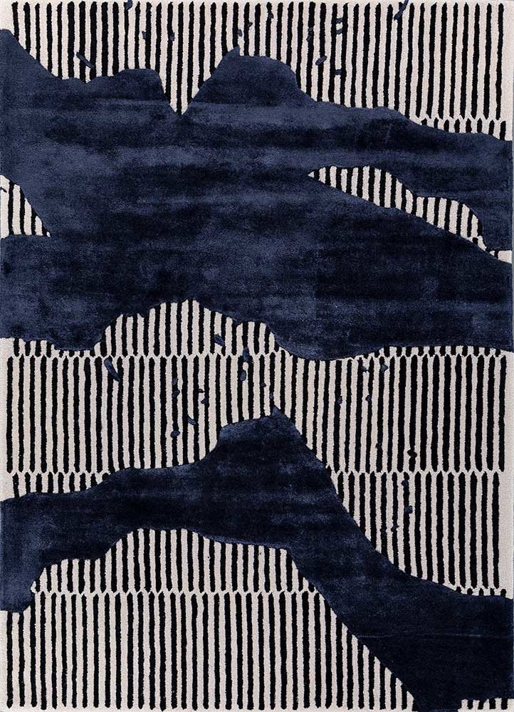 adrift blue wool and viscose hand tufted Rug