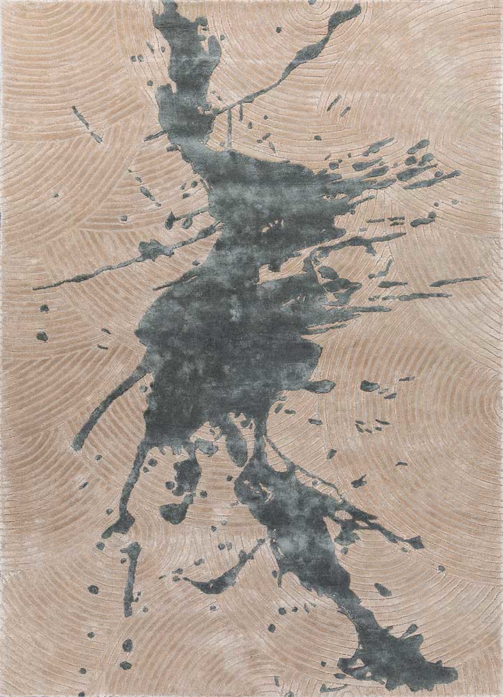  beige and brown wool and viscose hand tufted Rug