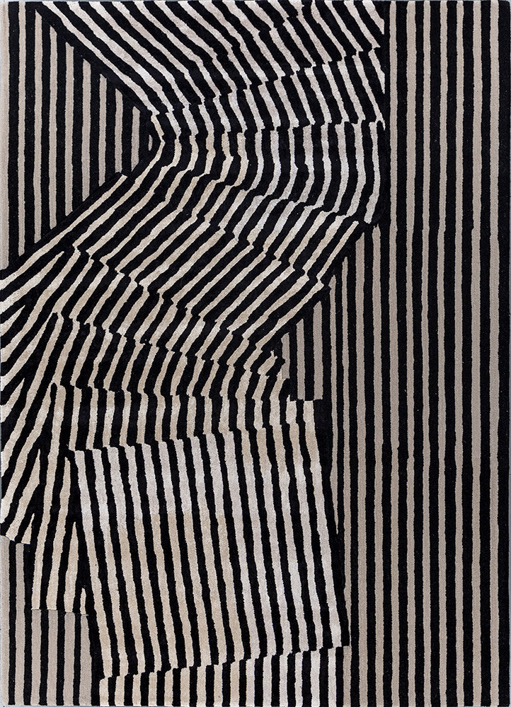 adrift grey and black wool and viscose hand tufted Rug