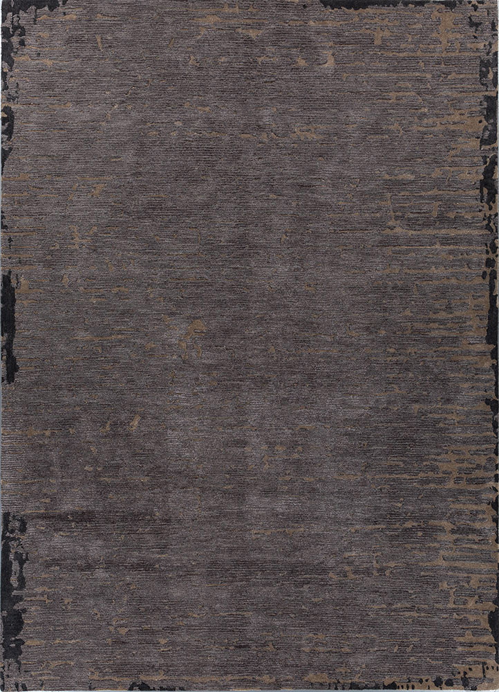 white noise grey and black wool and viscose hand tufted Rug - HeadShot