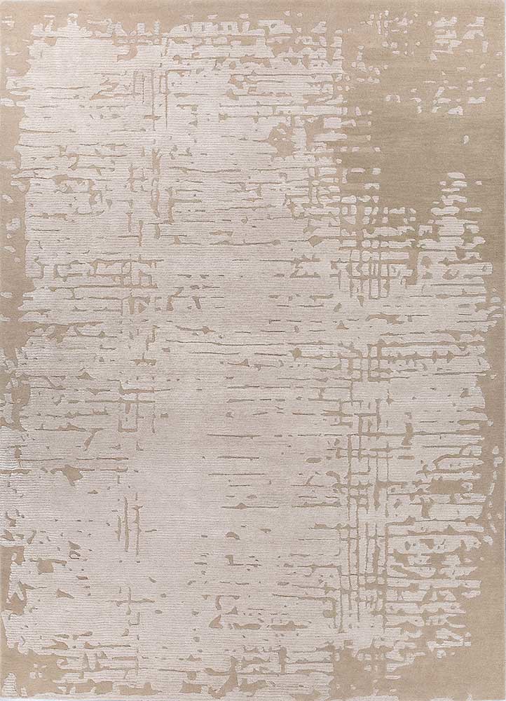 white noise ivory wool and viscose hand tufted Rug - HeadShot