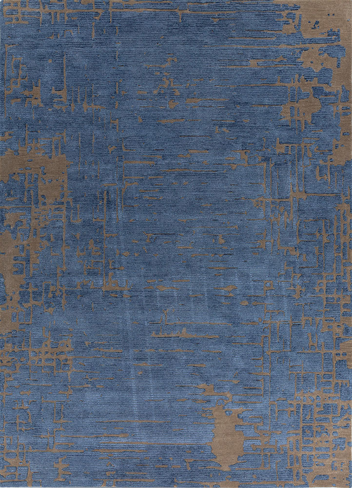 white noise blue wool and viscose hand tufted Rug - HeadShot white noise blue wool and viscose hand tufted Rug - HeadShot
