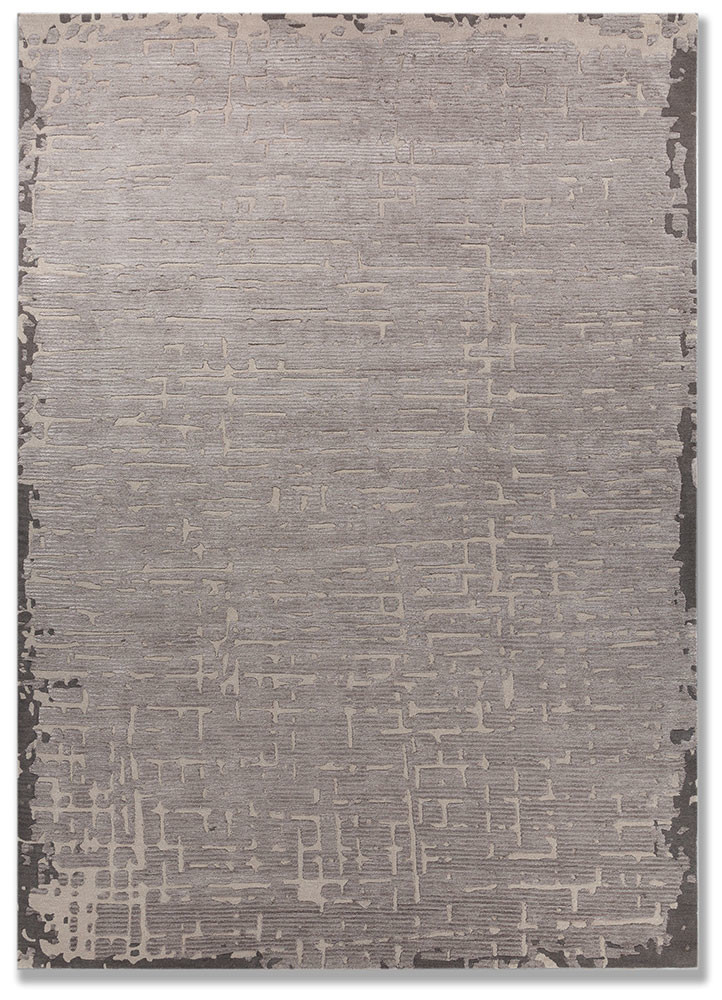 grey and black grey and black wool and viscose hand tufted Rug
