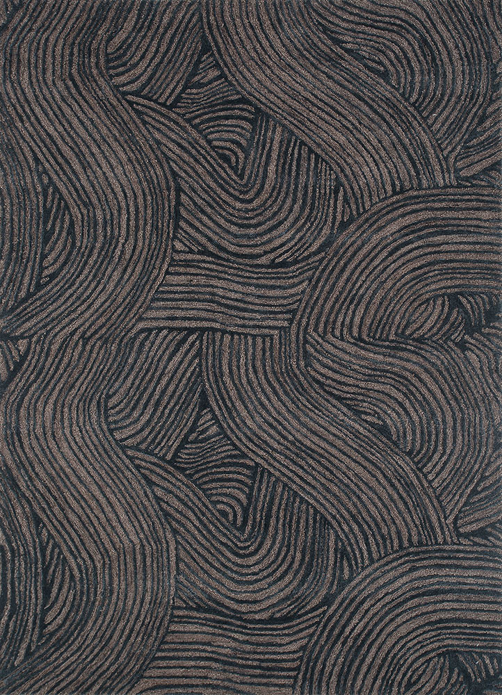  grey and black wool and viscose hand tufted Rug