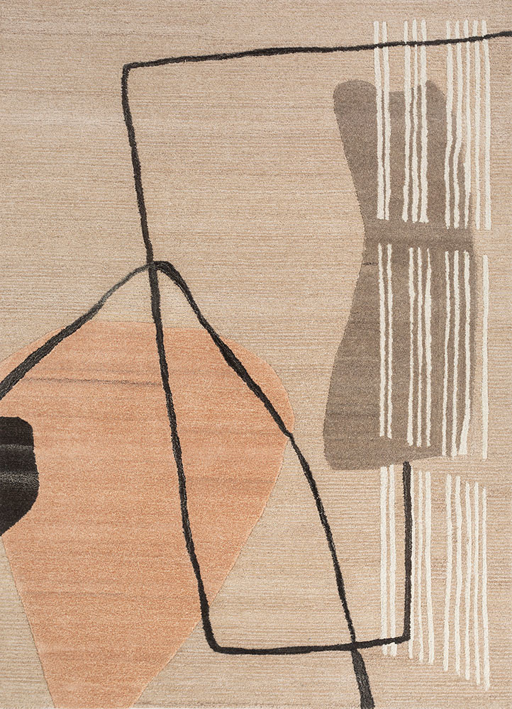 modo beige and brown wool and viscose hand tufted Rug - HeadShot modo beige and brown wool and viscose hand tufted Rug - HeadShot