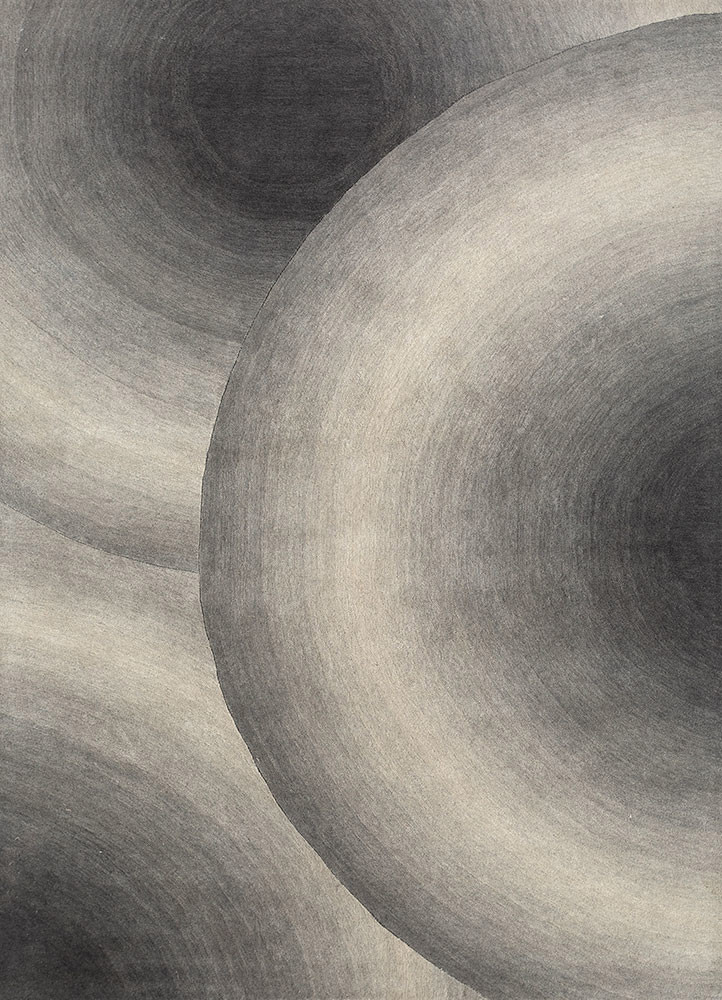 chroma grey and black wool hand tufted Rug - HeadShot