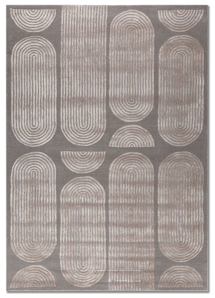 grey and black grey and black wool and viscose hand tufted Rug
