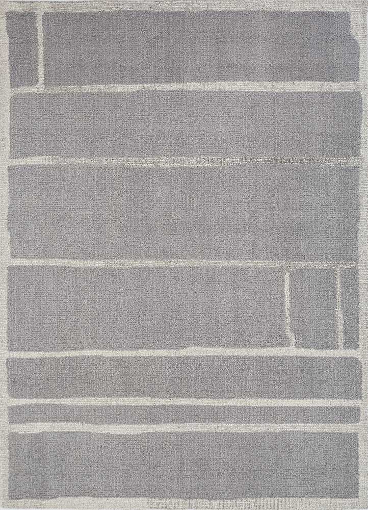 pathways grey and black wool hand tufted Rug - HeadShot