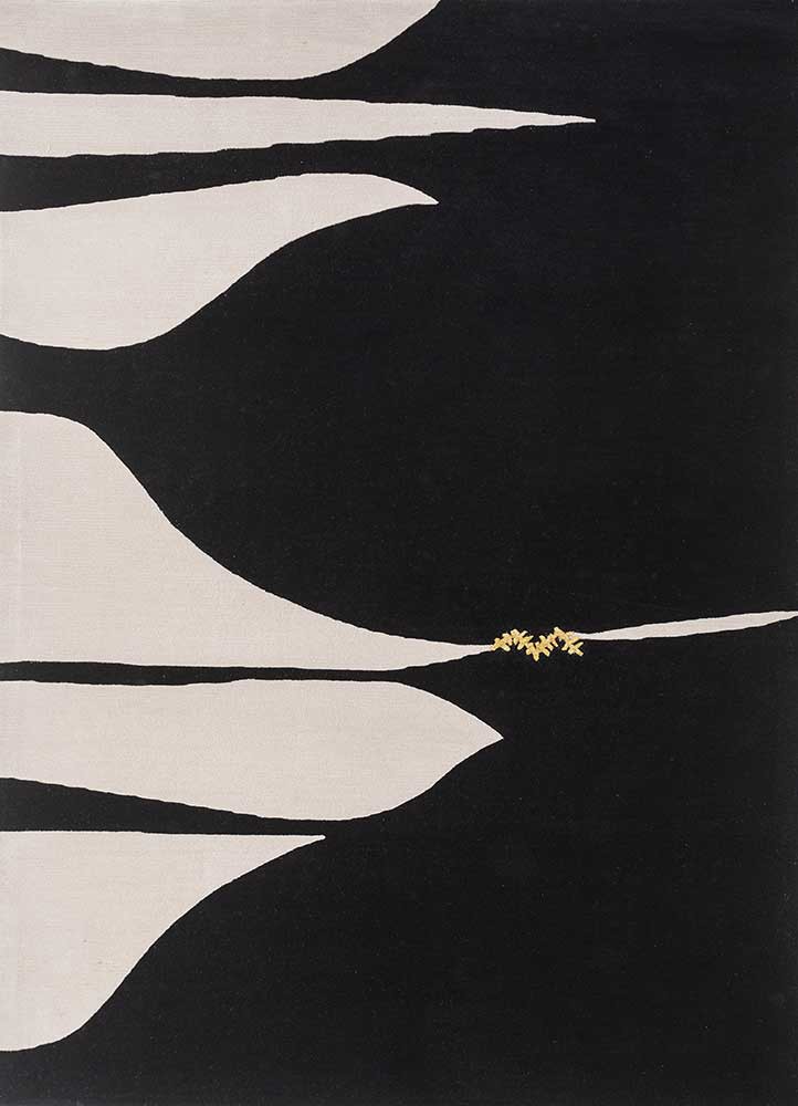 zig zag grey and black wool and viscose hand tufted Rug - HeadShot