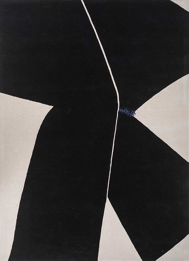 zig zag grey and black wool and viscose hand tufted Rug - HeadShot zig zag grey and black wool and viscose hand tufted Rug - HeadShot