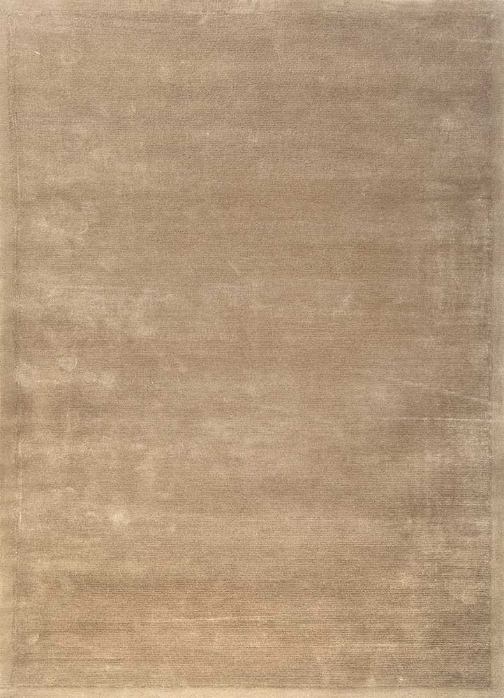  beige and brown wool and viscose hand tufted Rug