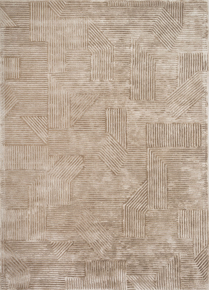 cera beige and brown wool and viscose hand tufted Rug - HeadShot cera beige and brown wool and viscose hand tufted Rug - HeadShot