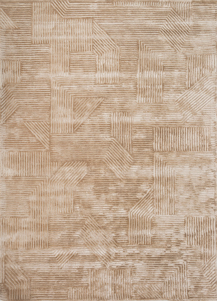 beige and brown beige and brown wool and viscose hand tufted Rug